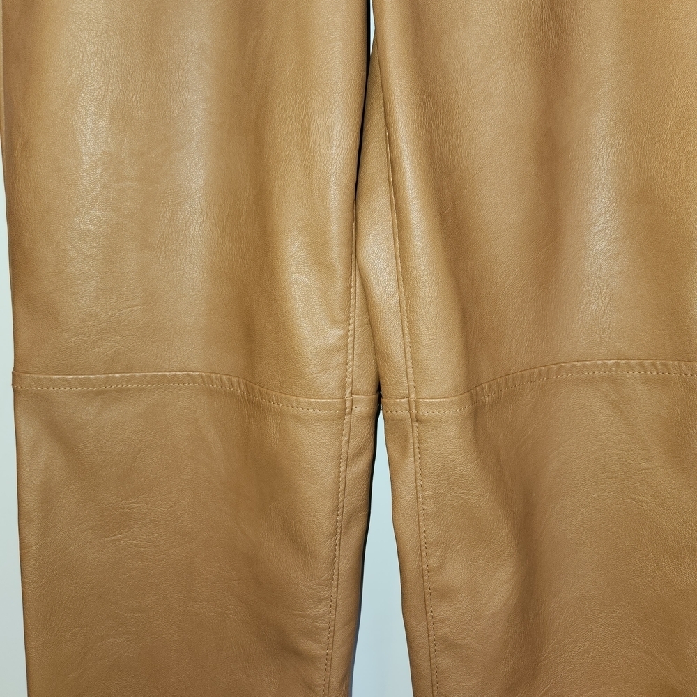 Blank NYC The Baxter Tan Vegan Leather Pants Straight Leg Size 29 High Rise Zip - Picture 6 of 14
